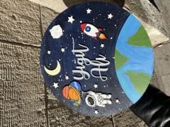 Kişiye Özel Uzay Astronot Temalı Bebek Odası Kapısı Süsü