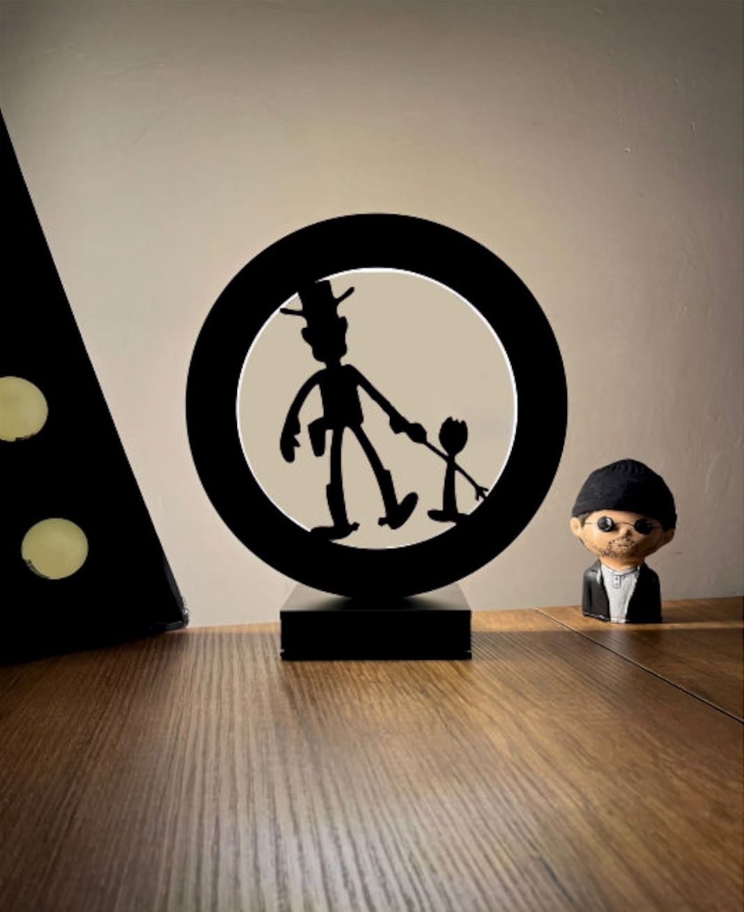 Oyuncak Hikayesi Woody ve Forky Silüeti Led Masa Lambası Ahşap
