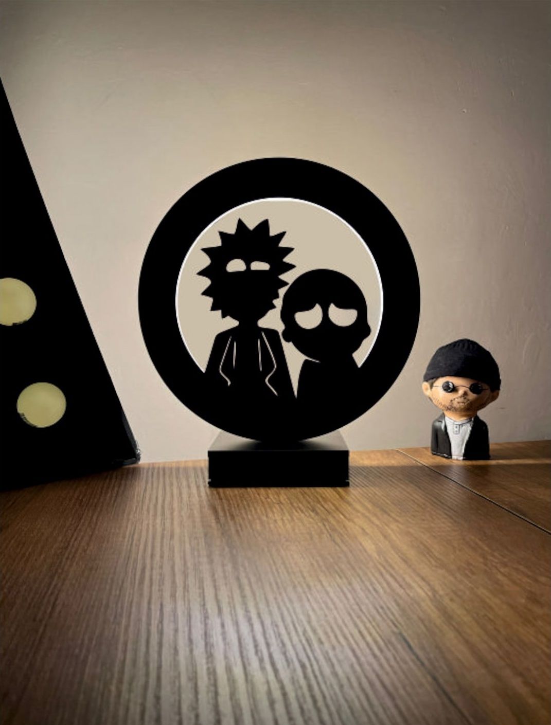 Rick and Morty Silüet Led Masa Lambası Ahşap