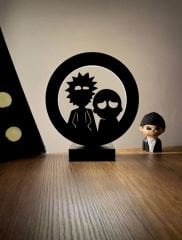 Rick and Morty Silüet Led Masa Lambası Ahşap