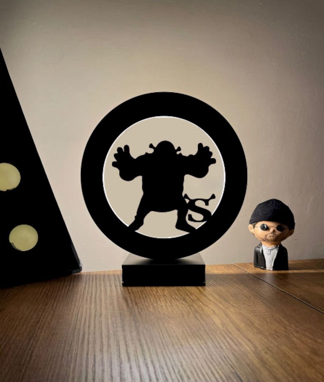 Shrek Süliet Led Masa Lambası Ahşap
