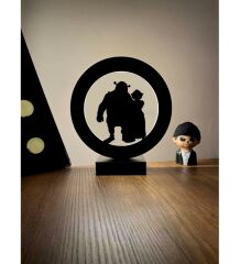 Shrek ve Fiona Süliet Led Masa Lambası Ahşap