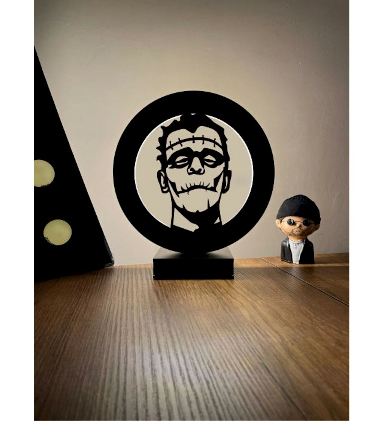 Frankenstein Süliet Led Masa Lambası Ahşap
