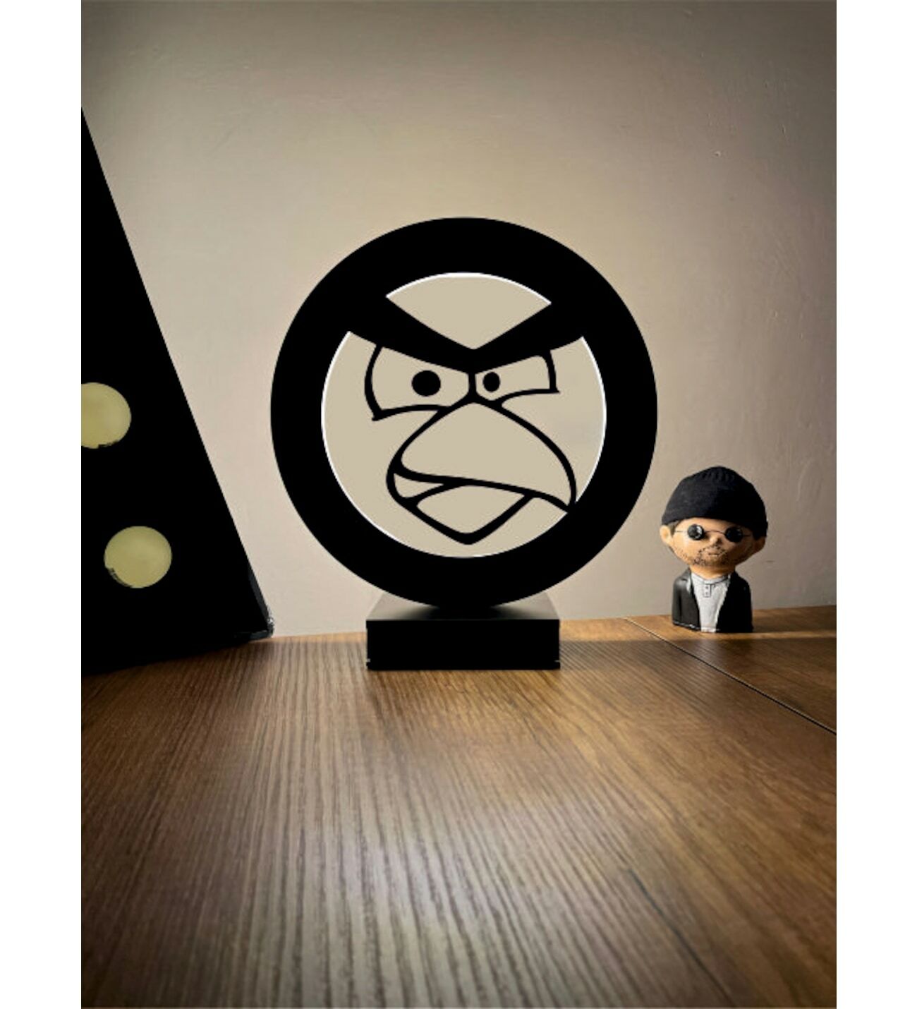 Angry Bird Sinirli Kuş Süliet Led Masa Lambası Ahşap