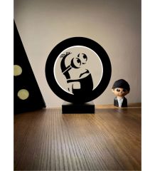 Minions Minyonlar Silüeti Led Masa Lambası Ahşap