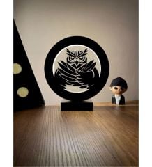 Baykuş Owl Silüet Led Masa Lambası Ahşap