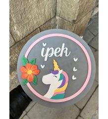 Kişiye Özel Unicorn Temalı Bebek Odası Kapısı Süsü