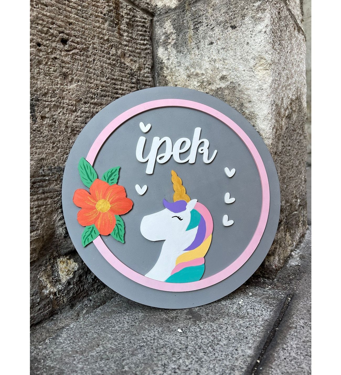 Kişiye Özel Unicorn Temalı Bebek Odası Kapısı Süsü