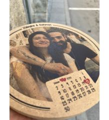 Kişiye Özel Tasarım Fotoğraf ve Takvim Baskılı Ahşap Fotoblok