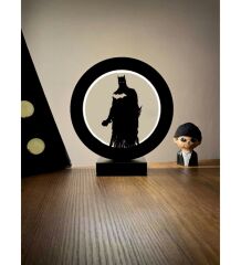 Batman Karakter Tasarım Led Masa Lambası Ahşap