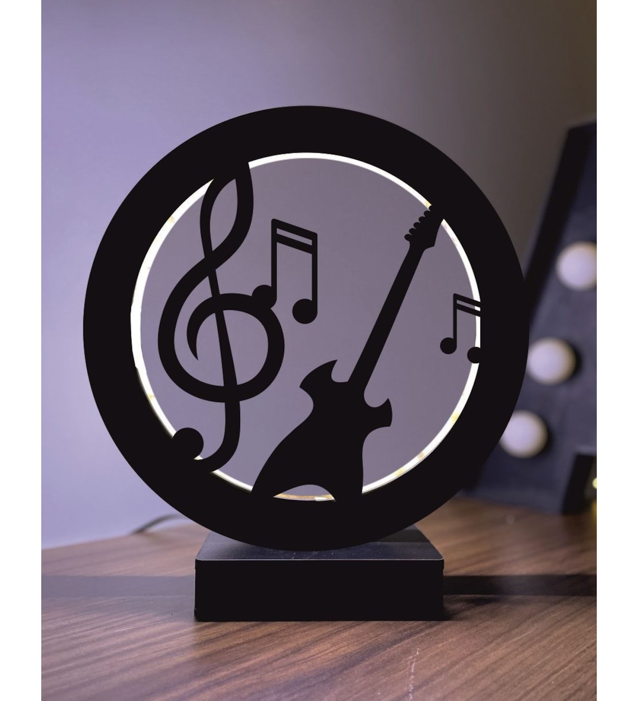 Gitar Nota Müzik Led Masa Lambası Ahşap