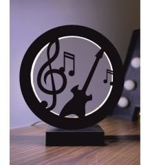 Gitar Nota Müzik Led Masa Lambası Ahşap