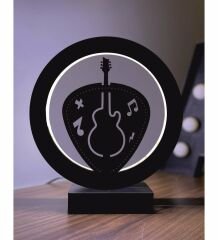 Pena Gitar Müzik Led Masa Lambası Ahşap