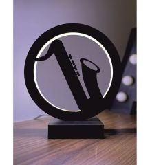 Jazz Saksafon Figür Müzik Led Masa Lambası Ahşap