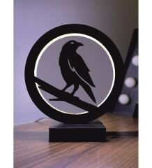 Karga Crow Siluet Led Masa Lambası Ahşap