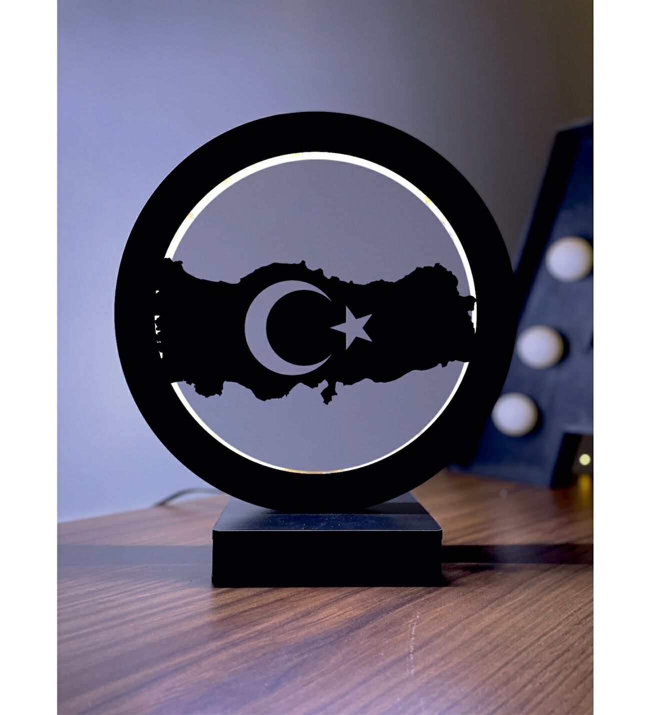 Türkiye Haritası Led Masa Lambası Ahşap