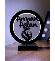 Kişiye Özel Led Masa Lambası Ahşap