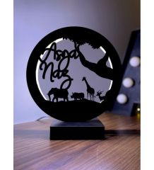 Kişiye Özel Led Masa Lambası Ahşap