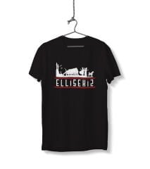 Ellisekiz Yazılı Sivas ve Halay Temalı Unisex Siyah Sıfır Yaka Tişört