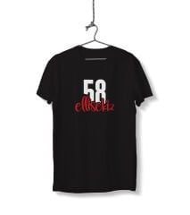 Ellisekiz 58 Yazılı Sivas Temalı Unisex Siyah Sıfır Yaka Tişört