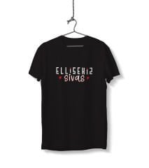 Ellisekiz Sivas Yazılı Sivas Temalı Unisex Siyah Sıfır Yaka Tişört