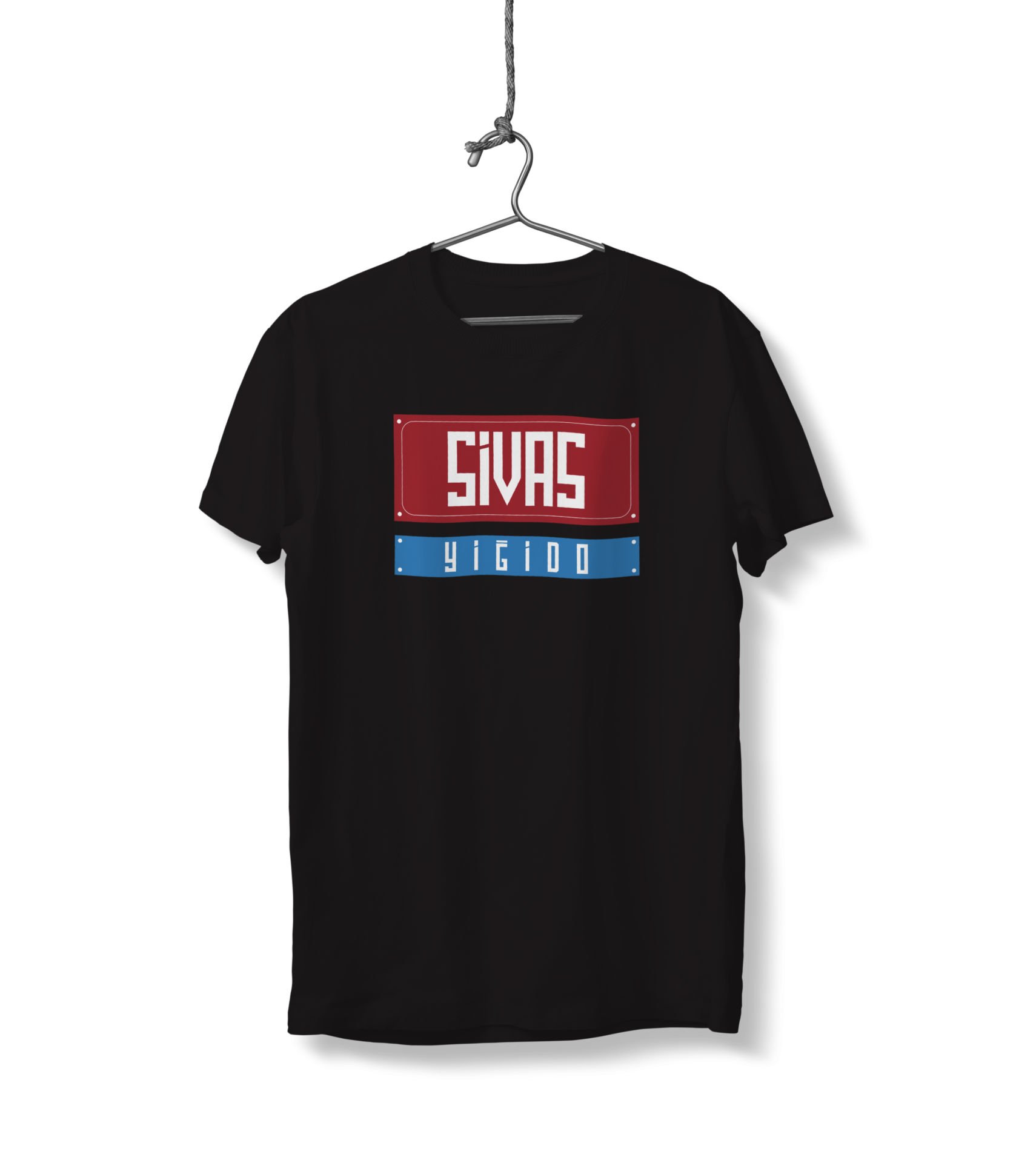 Sivas Yiğido Yazılı Tabela Sivas Temalı Unisex Siyah Sıfır Yaka Tişört