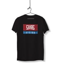 Sivas Yiğido Yazılı Tabela Sivas Temalı Unisex Siyah Sıfır Yaka Tişört