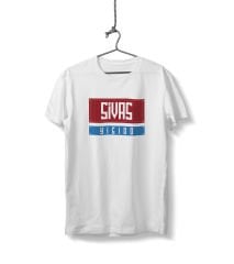 Sivas Yiğido Yazılı Tabela Sivas Temalı Unisex Beyaz Sıfır Yaka Tişört