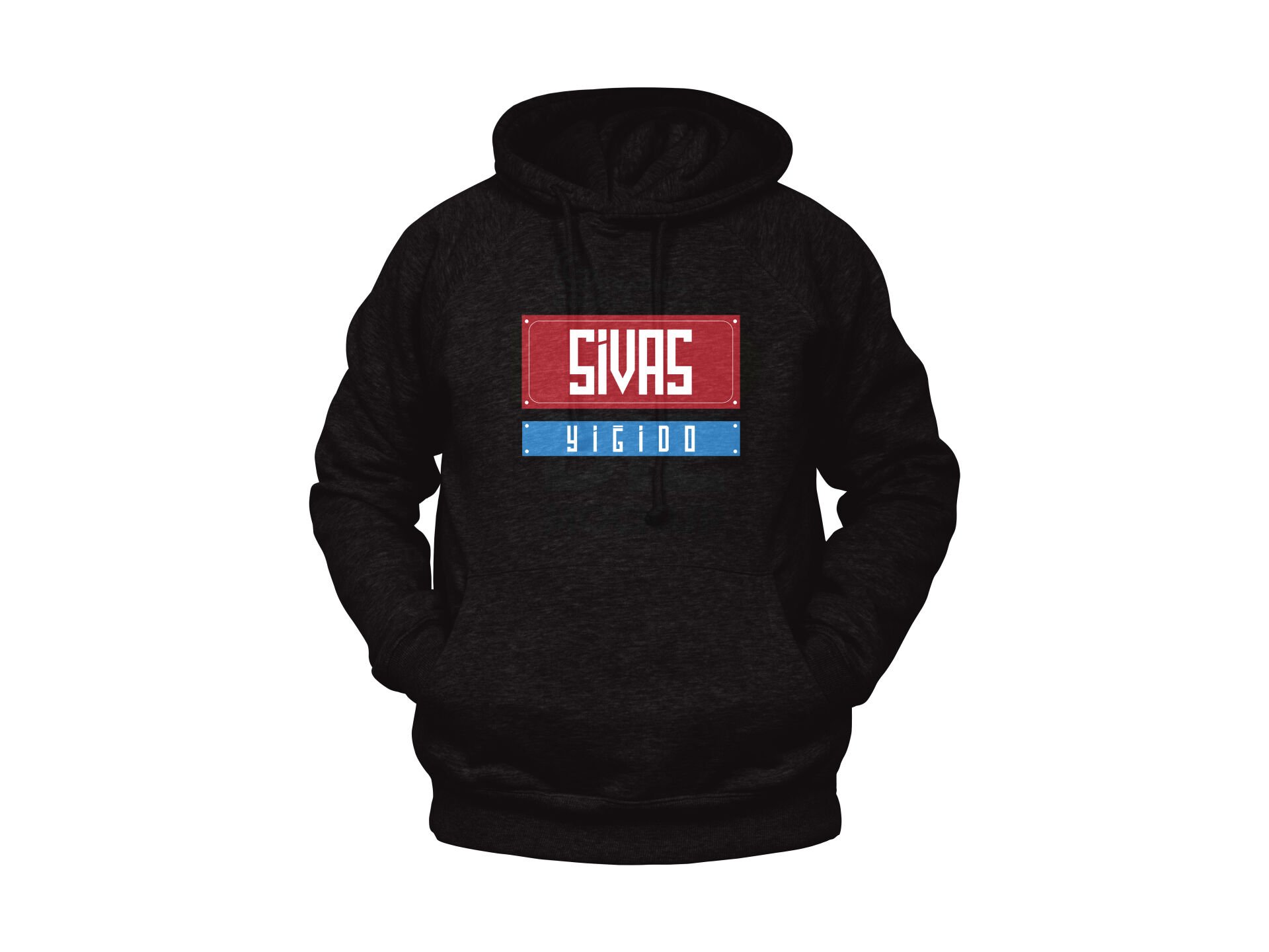 Sivas Yiğido Yazılı Tabela Sivas Temalı Unisex Siyah Oversize Kapüşonlu Sweatshirt
