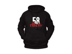 Ellisekiz 58 Yazılı Sivas Temalı Unisex Siyah Oversize Kapüşonlu Sweatshirt