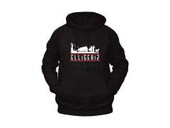 Ellisekiz Yazılı Sivas ve Halay Temalı Unisex Siyah Oversize Kapüşonlu Sweatshirt