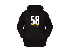 58 Sivas Yazılı Sivas Silüet Temalı Unisex Siyah Oversize Kapüşonlu Sweatshirt