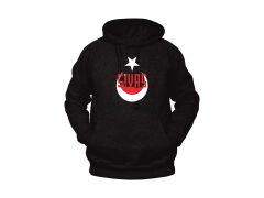 Sivas Yazılı Sivas Silüetli ve Ayyıldız Temalı Unisex Siyah Oversize Kapüşonlu Sweatshirt