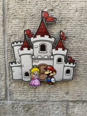 Super Mario ve Prenses - Ahşap Çift Anahtarlık Seti