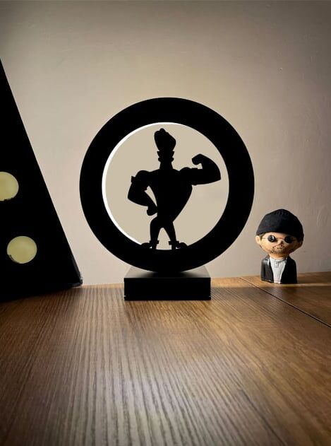 Johnny Bravo Silüeti Led Masa Lambası Ahşap