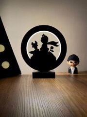 Küçük Prens ve Tilki Karakter Siluet Led Masa Lambası Ahşap