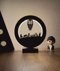 Yüzüklerin Efendisi Sauron'un Gözü Siluet Led Masa Lambası Ahşap