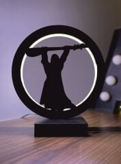 Pir Sultan Abdal Siluet Led Masa Lambası Ahşap