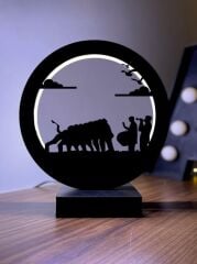 Sivas Hatırası Halay Led Masa Lambası Ahşap